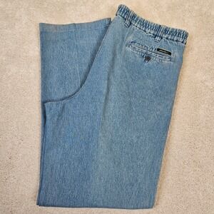 VTG Eddie Bauer Mens Denim Trouser 38 Tall Light Wash Comfort‎ Waistband Dadcore